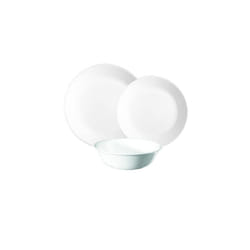 Corelle 3120AB Vitrelle Glass 12-Piece Winter Frost Chip and Break Resistant Dinner Set, White