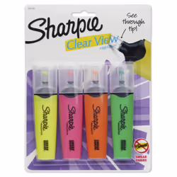 Sharpie Clear View, 4 pc(s), Assorted colours, Chisel tip, Assorted colours, Blister