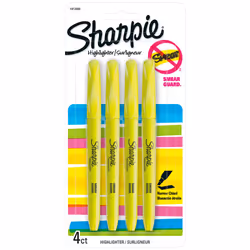 SHARPIE ACCENT Highlighter  Pocket Highlighter Narrow Chisel  4-Carded  Fluorescent Yellow 1908050