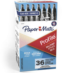 Paper Mate Profile Retractable Ballpoint Pens  Bold Point  1.4mm  Translucent Black Barrel  Black Ink  Pack Of 36