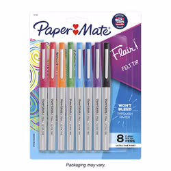 Paper Mate Flair Felt Tip Pens Ultra Fine Point 04mm Assorted colors 8 count