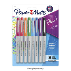 Paper Mate Flair Felt Tip Pens  Ultra Fine Point 04mm  Assorted colors  8 count