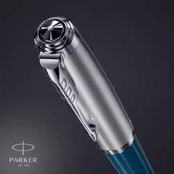 Parker 51 Ballpoint Pen | Teal Blue Barrel with Chrome Trim | Medium Point with Black Ink Refill | Gift Box