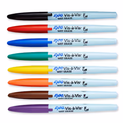 EXPO 16678B Vis-A-Vis Wet-Erase Overhead Transparency Markers, Fine Po
