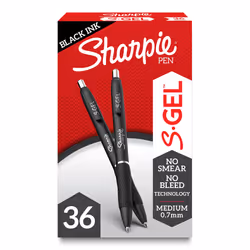 Sharpie S-Gel Gel Pens Medium Point 0.7mm Black Ink Gel Pen 36 Count