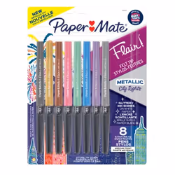 Papermate 2134319, Medium, 8 colours, Black, Blue, Brown, Gold, Green, Grey, Pink, Violet, 0.7 mm, Multicolour, Round