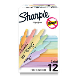 SHARPIE Tank Highlighters  Mild Pastel Colors  Assorted  Chisel Tip  12 Count