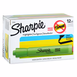 Sharpie Tank Style Highlighters Chisel Tip Fluorescent Green Box of 12