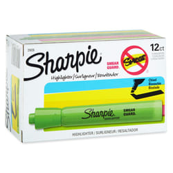 Sharpie Tank Style Highlighters  Chisel Tip  Fluorescent Green  Box of 12