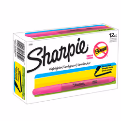 SHARPIE 27009 Pocket Style Highlighters Chisel Tip Fluorescent Pink Box of 12