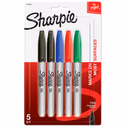 Sharpie 30653PP, Black, Blue, Green, Red, Fine tip, Assorted colours, Plastic, Blister, 5 pc(s)
