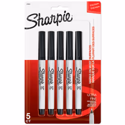 Sharpie 37665PP, Black, Bullet tip, Black, White, Plastic, Ultra Fine, Blister