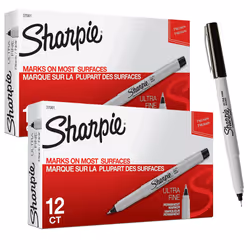 SHARPIE 37001 Permanent Markers  Ultra Fine Point  Black  24 Count