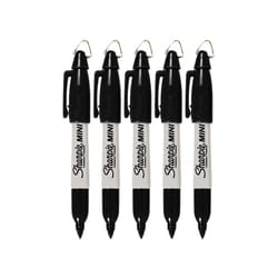 Sharpie Mini Permanent Markers with Golf Keychain Clips  Fine Point  Black Ink  Pack of 5