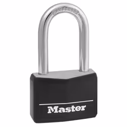 Master Lock Black Covered Aluminum Lock Gym Locker Lock with Key Outdoor Padlock with Long Shackle for Gates Fences Toolb ...