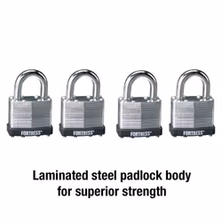 Master Lock 1803Q Fortress Outdoor Padlock with Key 4 Pack Keyed-Alike Laminated Steel