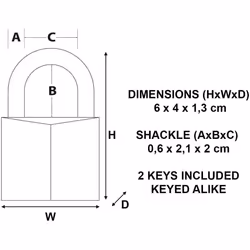 Master Lock 4140KA-4232 Key Padlock with Brass Body, Gold, 6 x 4 x 1,3 cm