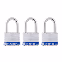 Master Lock 5TRILFPF Outdoor Padlock with Key  3 Pack Keyed-Alike Silver