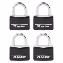 Master Lock 141Q Covered Aluminum Keyed Padlock  4 Pack  Black