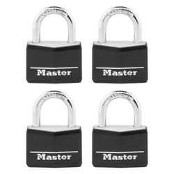 Master Lock 141Q Covered Aluminum Keyed Padlock  4 Pack  Black