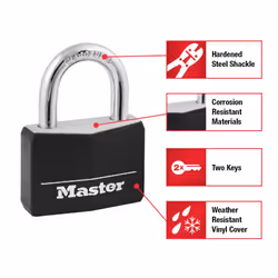 Master Lock 141Q Covered Aluminum Keyed Padlock  4 Pack  Black