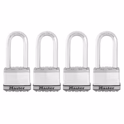 Master Lock M5XQLJ Magnum Heavy Duty Outdoor Padlock with Key  4 Pack Keyed-Alike  Silver