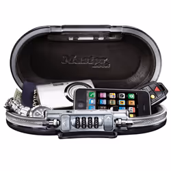 Master Lock Portable Small Lock Box Set Your Own Combination Lock Portable Safe Personal Travel Safe 5900D Gunmetal Grey