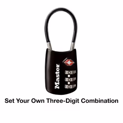 Master Lock Black Set Your Own Combination TSA Approved Luggage Lock  Travel Lock for Backpacks  Suitcases  or Zippers  4688D