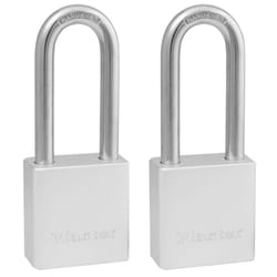 Master Lock Heavy Duty Solid Aluminum Padlock  Key Retaining Lock for Outdoor Use  2in. Extended Shackle  Keyed Alike Padlocks  2 Pack  570TLH Silver