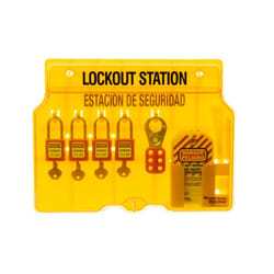 Master Lock 1482BP410 Covered Lockout Tagout Station with 4 Zenex Thermoplastic Padlocks   Yellow
