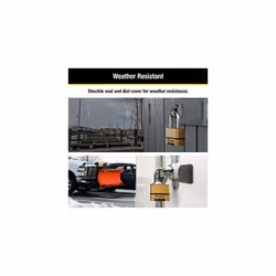 Master Lock M175XDLF Heavy Duty Outdoor Combination Lock, 1-1/2 in. Shackle, Brass Finish