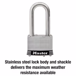 Master Lock 1SSKADLF Stainless Steel Outdoor Padlock with Key  1 Pack  Silver