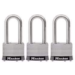 Master Lock 1SSTRILH Stainless Steel Outdoor Padlock with Key  3 Pack Keyed-Alike  Silver