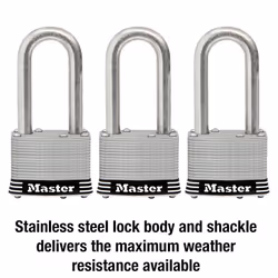 Master Lock 1SSTRILH Stainless Steel Outdoor Padlock with Key  3 Pack Keyed-Alike  Silver