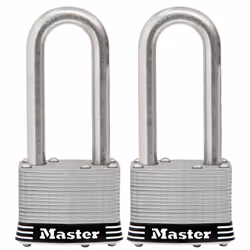 Master Lock 5SSTLJ Stainless Steel Outdoor Padlock with Key  2 Pack Keyed-Alike  Silver
