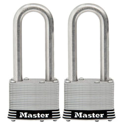 Master Lock 5SSTLJ Stainless Steel Outdoor Padlock with Key  2 Pack Keyed-Alike  Silver