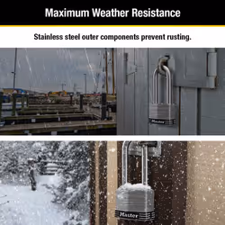 Master Lock 5SSTLJ Stainless Steel Outdoor Padlock with Key  2 Pack Keyed-Alike  Silver