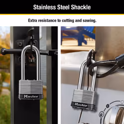 Master Lock 5SSQLJ Stainless Steel Outdoor Padlock with Key  4 Pack Keyed-Alike  Silver