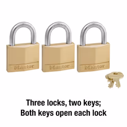 Master Lock 140TRI Solid Brass Padlock with Key  3 Pack  Gold