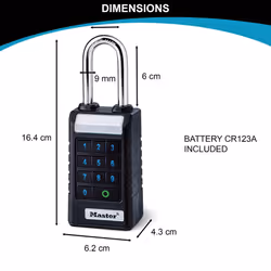 Master Lock 6400EURLJENT Professional Bluetooth Smart Padlock [Bluetooth Compatible with Smartphones] [Long Shackle] [Weatherproof]