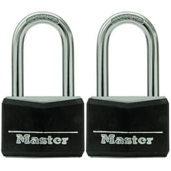 Master Lock Black Vinyl Covered Aluminum Padlock with Key  Keyed-Alike Lock for Toolboxes  Gym Lockers  or Storage Locker  2 Pack  141TLF