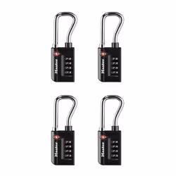 Master Lock Padlock Set Your Own Combination TSA Accepted Luggage Lock 1-5/16 in. Wide Black 4 pk 4696EC4
