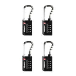Master Lock Padlock  Set Your Own Combination TSA Accepted Luggage Lock  1-5/16 in. Wide  Black  4 pk  4696EC4