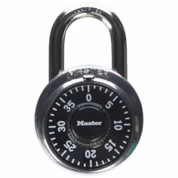 Combination Padlock, Ctr, Black/Silver, PK2