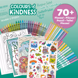 Colours of Kindness Art Case - 70+ Pieces of Colouring Fun! | Includes Crayons, Markers, Pencils, Stickers & Paper | Ideal for Kids Ages 4+