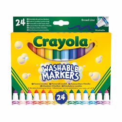 Crayola 24ct Broadline Markers (washable), Multicolour, Multicolour, 24 colours, 3 yr(s), Boy/Girl, 190 mm