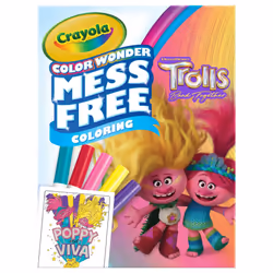 Crayola Trolls 3 Color Wonder Mess Free Coloring Pages & Markers Gift for Kids Age 3 4 5 6