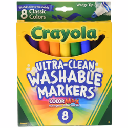 Crayola Ultra Clean Washable Markers Wedge Tip Assorted Colors 8 Count 58-7208