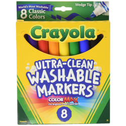 Crayola Ultra Clean Washable Markers  Wedge Tip  Assorted Colors  8 Count  58-7208
