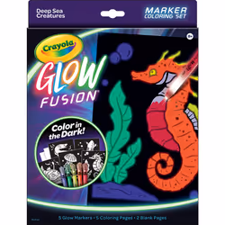 Crayola Glow Fusion - Deep Sea Critters (12pcs) Glow in the Dark Markers Sea Creature Coloring Pages Gift for Boys & Girls ...